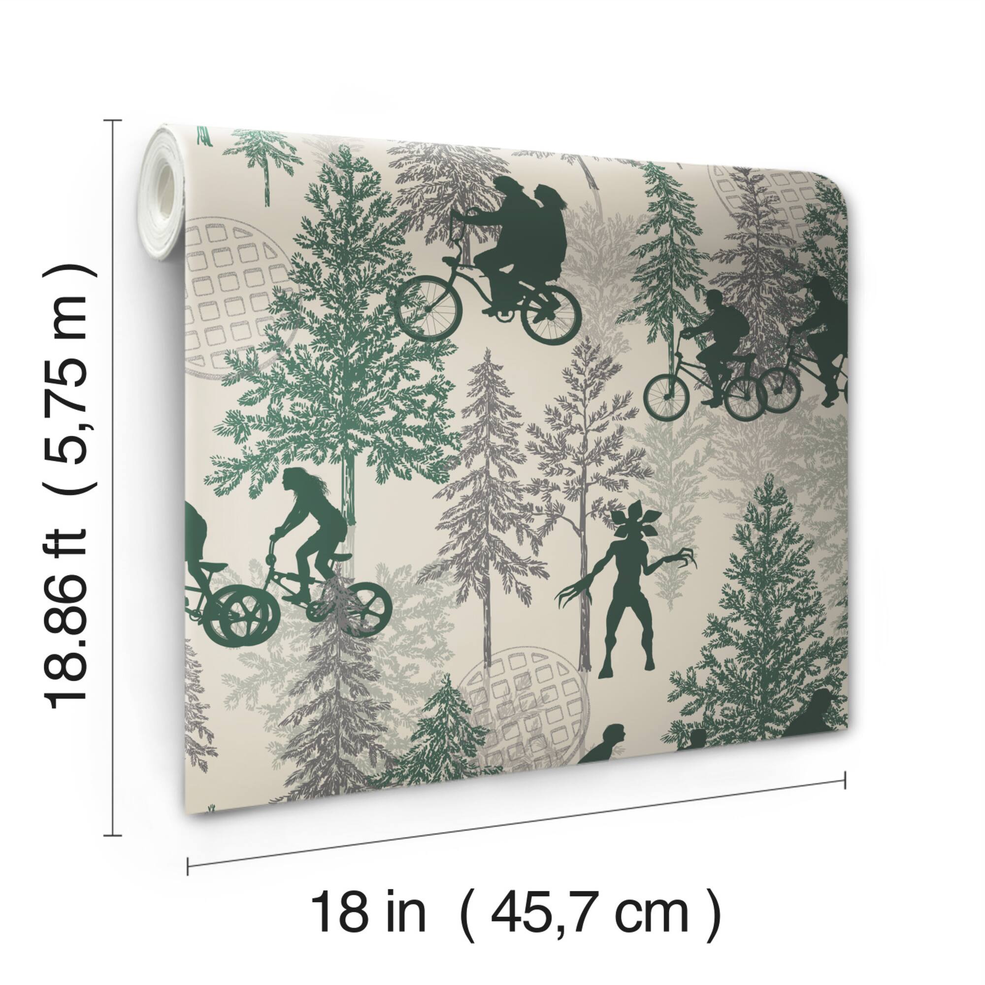 RoomMates Netflix Stranger Things Hawkins Woods Green Peel & Stick Wallpaper